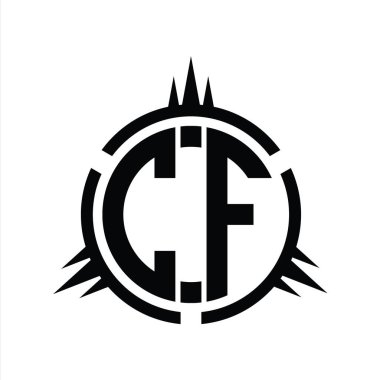Çember element tasarım şablonu üzerinde izole edilmiş CF Logo monogramı