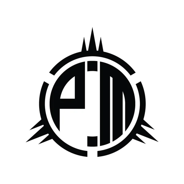 Pm円要素設計テンプレート上で分離されたロゴモノグラム — ストック写真