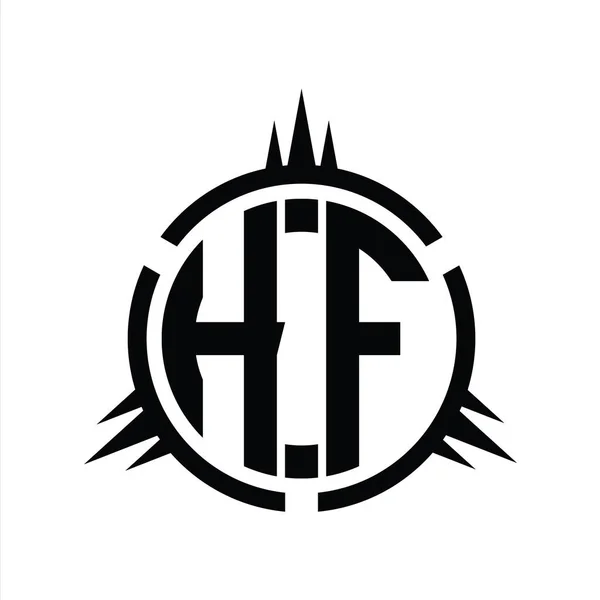 圆元设计模板上孤立的Hf标志专图 — 图库照片