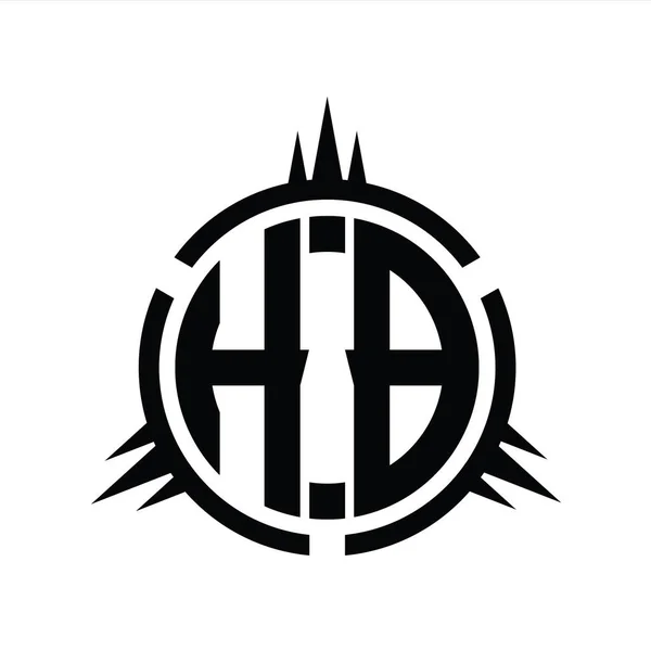 圆形元素设计模板上分离的Hb标志主题图 — 图库照片