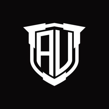 AU Logo monogram letter with shield shape design template