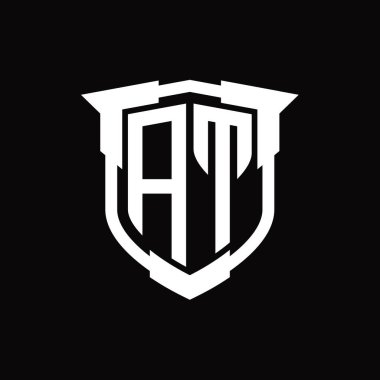 Kalkan şekli şablonlu AT logo monogram harfi