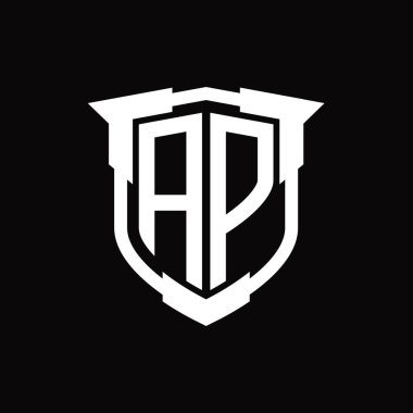 Kalkan şekli tasarım şablonlu AP logo monogram harfi