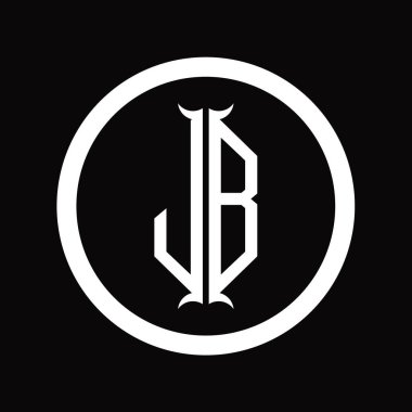 Altıgen boynuz şekilli BJ logo monogram harfi tasarım şablonu