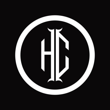 Altıgen boynuz şekilli dizayn şablonu içeren CH logo monogram harfi