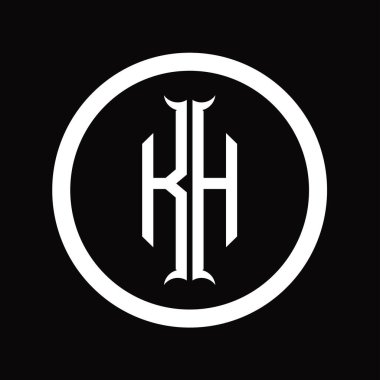 Altıgen boynuz şekilli HK logo monogram harfi tasarım şablonu