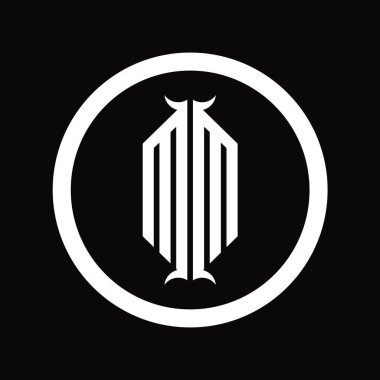Altıgen boynuz şekilli MM logo monogram harfi tasarım şablonu