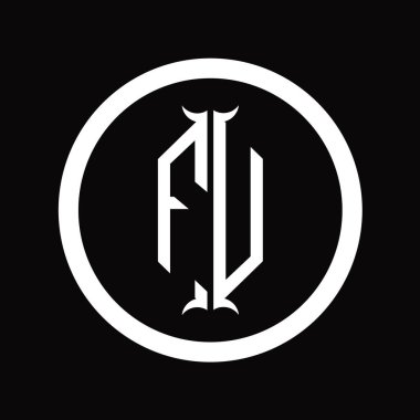 Altıgen boynuz şekilli UF logo monogram harfi tasarım şablonu