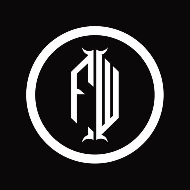 Altıgen boynuz şekilli WF Logo monogram harfi tasarım şablonu