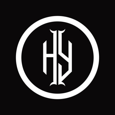 Altıgen boynuz şekilli YH logo monogram harfi tasarım şablonu