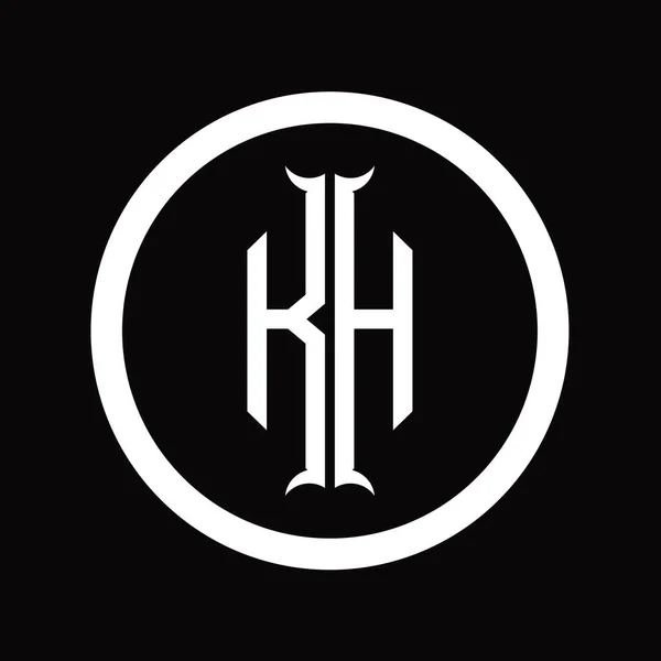 HK Logo monogram letter with hexagon horn shape design template