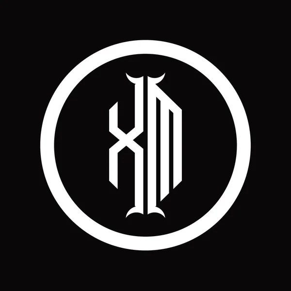 Logo Monogram List Sześciokąta Róg Kształt Szablon Projektu — Zdjęcie stockowe
