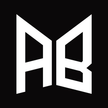 AB Logo monogram tasarım şablonu siyah arkaplan üzerinde izole ayna kalkan şekli
