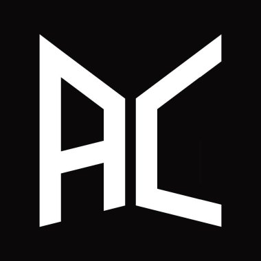 AC Logo tasarım şablonu siyah arkaplan üzerinde izole ayna kalkan şekli