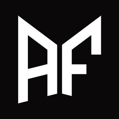 AF Logo tasarım şablonu siyah arkaplan üzerinde izole ayna kalkan şekli