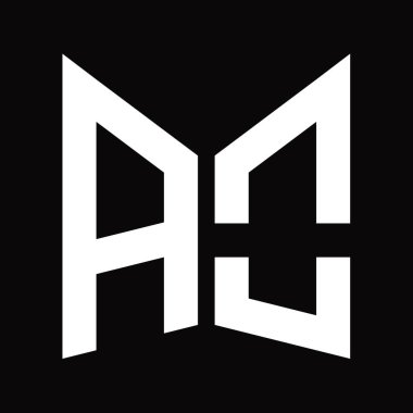 AO Logo tasarım şablonu siyah arkaplan üzerinde izole ayna kalkan şekli
