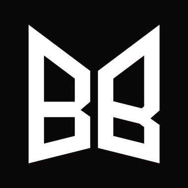 BB Logo monogram tasarım şablonu siyah arkaplan üzerinde izole ayna kalkan şekli