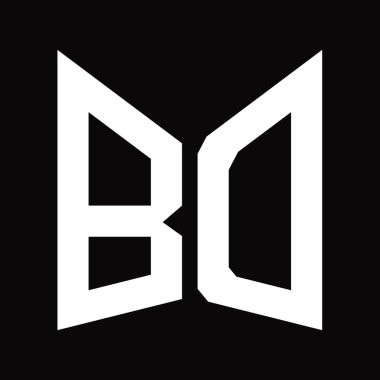 BD logo monogram tasarım şablonu siyah arkaplan üzerinde izole ayna kalkan şekli