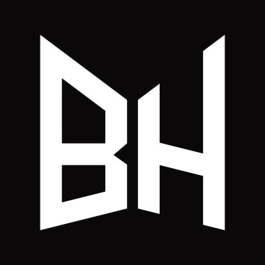 BH Logo tasarım şablonu siyah arkaplanda izole edilmiş ayna kalkanı şekilli