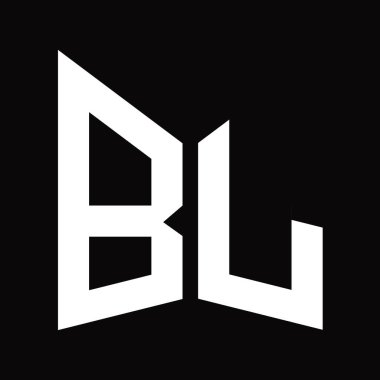 BL Logo monogram tasarım şablonu siyah arkaplan üzerinde izole ayna kalkan şekli