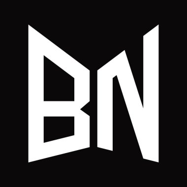 BN Logo tasarım şablonu siyah arkaplan üzerinde izole ayna kalkan şekli