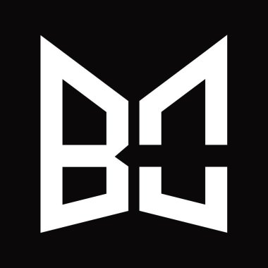 BO Logo tasarım şablonu siyah arkaplan üzerinde izole ayna kalkan şekli