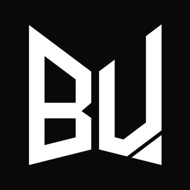 Siyah arkaplanda izole edilmiş ayna kalkanı şekilli BV logo monogram tasarım şablonu