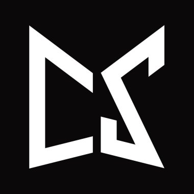 Siyah arkaplan üzerinde izole ayna kalkan şekilli CZ logo monogram tasarım şablonu