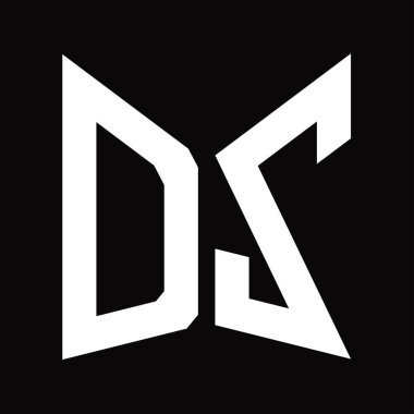 DZ logo monogram tasarım şablonu siyah arkaplan üzerinde izole ayna kalkan şekli