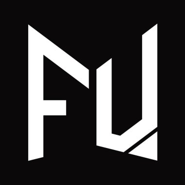 FV logo monogram tasarım şablonu siyah arkaplan üzerinde izole ayna kalkan şekli