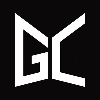 GC Logo tasarım şablonu siyah arkaplanda izole edilmiş ayna kalkanı şekilli