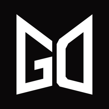 GD logo monogram tasarım şablonu siyah arkaplan üzerinde izole ayna kalkan şekli
