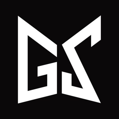GZ logo monogram tasarım şablonu siyah arkaplan üzerinde izole ayna kalkan şekli