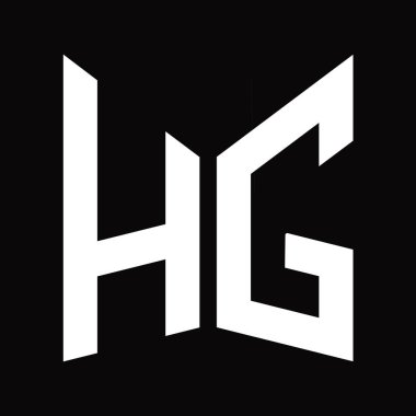 HG logo monogram tasarım şablonu siyah arkaplan üzerinde izole ayna kalkan şekli