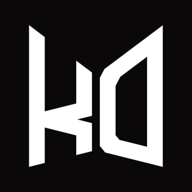 KD logo monogram tasarım şablonu siyah arkaplan üzerinde izole ayna kalkan şekli