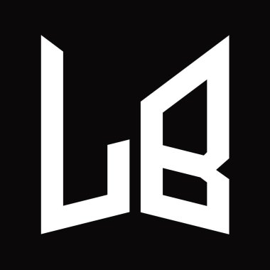 LB Logo monogram tasarım şablonu siyah arkaplan üzerinde izole ayna kalkan şekli