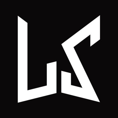 LZ logo monogram tasarım şablonu siyah arkaplan üzerinde izole ayna kalkan şekli