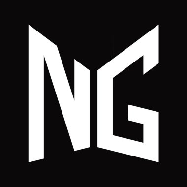 NG logo monogram tasarım şablonu siyah arkaplan üzerinde izole ayna kalkan şekli