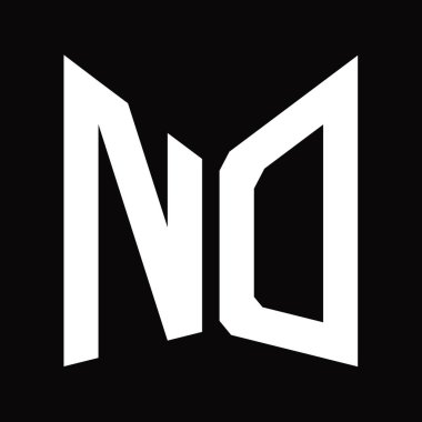 ND Logo tasarım şablonu siyah arkaplan üzerinde izole ayna kalkan şekli