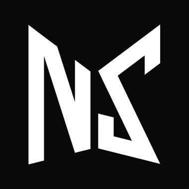 Siyah arkaplanda izole edilmiş ayna kalkanı şekilli NZ logo monogram tasarım şablonu