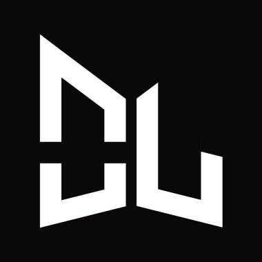 OL Logo monogram tasarım şablonu siyah arkaplan üzerinde izole ayna kalkan şekli