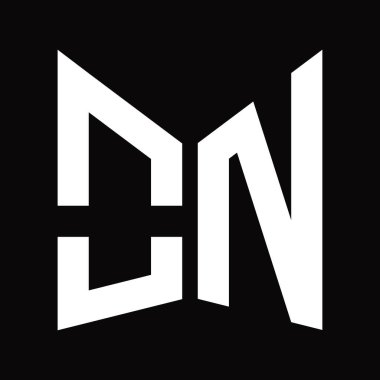 Siyah arkaplan üzerinde izole ayna kalkan şekilli on logo monogram tasarım şablonu