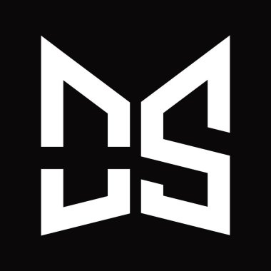 OS Logo tasarım şablonu siyah arkaplan üzerinde izole ayna kalkan şekli