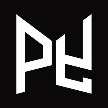 PY Logo tasarım şablonu siyah arkaplan üzerinde izole ayna kalkan şekli