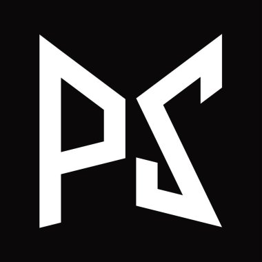 Siyah arkaplanda izole edilmiş ayna kalkan şekilli PZ logo monogram tasarım şablonu