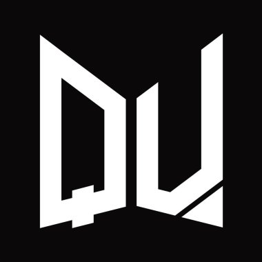 QV logo monogram tasarım şablonu siyah arkaplan üzerinde izole ayna kalkan şekli