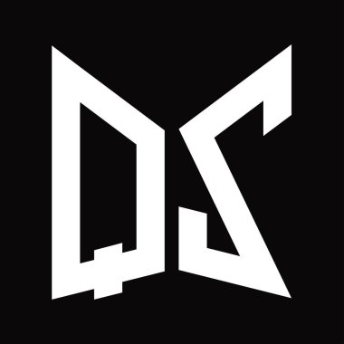 QZ logo monogram tasarım şablonu siyah arkaplan üzerinde izole ayna kalkan şekli