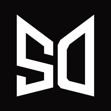 SD Logo monogram tasarım şablonu siyah arkaplan üzerinde izole ayna kalkan şekli