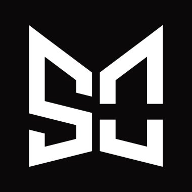 So Logo monogram tasarım şablonu siyah arkaplanda izole edilmiş ayna kalkan şekli