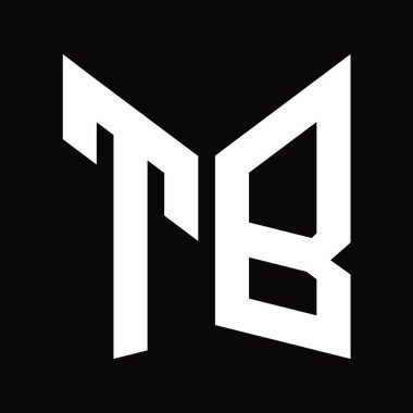 TB Logo tasarım şablonu siyah arkaplan üzerinde izole ayna kalkan şekli